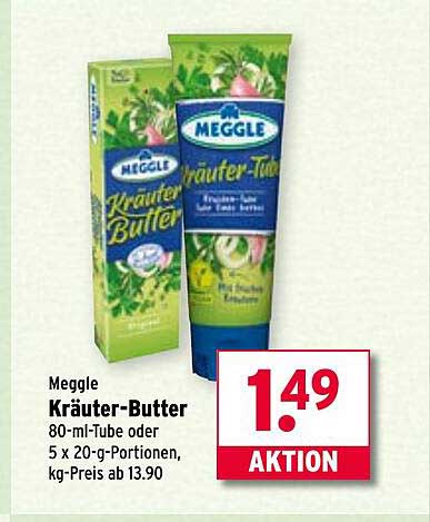 Meggle Kräuter-Butter 80-ml-Tube oder 5 x 20-g-Portionen