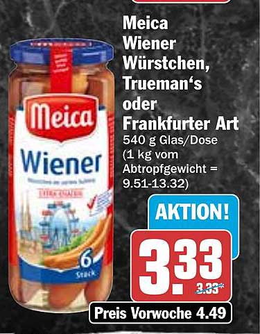 Meica Wiener Würstchen, Trueman's oder Frankfurter Art 540 g Glas
