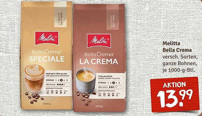Melitta BellaCrema - Verschiedene Sorten, ganze Bohnen, je 1000-g-Btl.