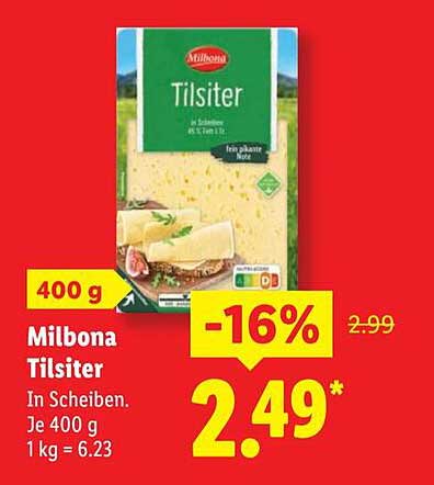 Milbona Tilsiter Käse in Scheiben - 400 g