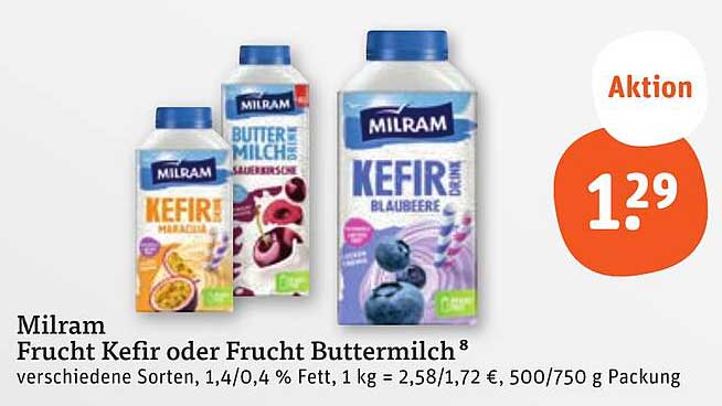 Milram Frucht Kefir oder Frucht Buttermilch