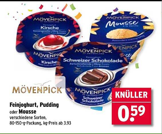 Mövenpick FeinJoghurt, Pudding oder Mousse – 80-150 g-Packung