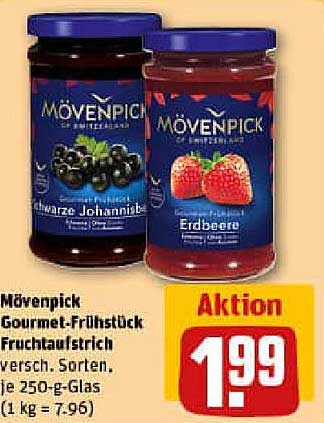 Mövenpick Gourmet-Frühstück Fruchtaufstrich verschieden. Sorten, je 250-g-Glas