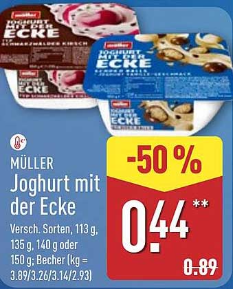 MÜLLER Joghurt mit der Ecke, verschiedene Sorten