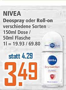 NIVEA Deospray oder Roll-on verschiedene Sorten 150ml Dose / 50ml Flasche
