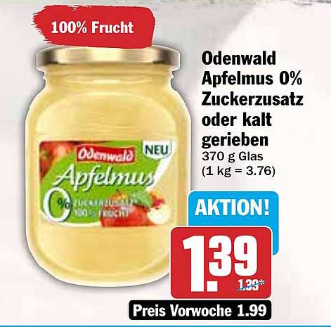 Odenwald Apfelmus 0% Zuckerzusatz oder kalt gerieben 370 g