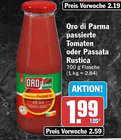 Oro di Parma passierte Tomaten oder Passata Rustica 700 g Flasche