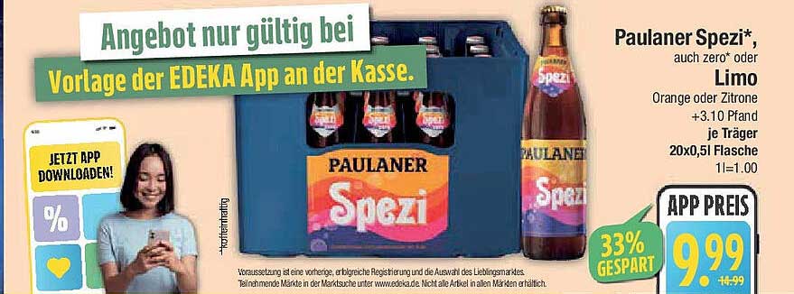 Paulaner Spezi, auch Zero* oder Limo - 20x0,5L Flasche