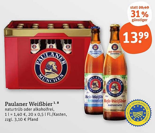 Paulaner Weißbier 20 x 0,5 l - Aktionspreis vom 11.09.2025 bis 13.09.2025