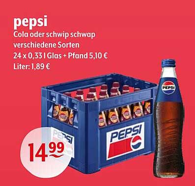 Pepsi Cola oder Schwip Schwap 24 x 0,33 l