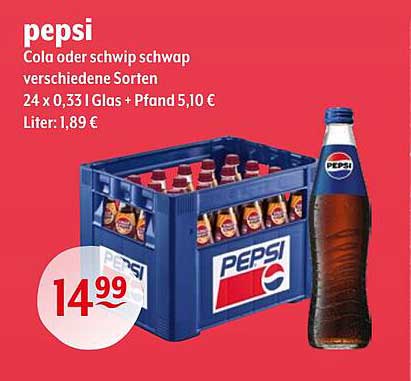 Pepsi Cola oder Schwip Schwap – 24 x 0,33 l verschiedene Sorten