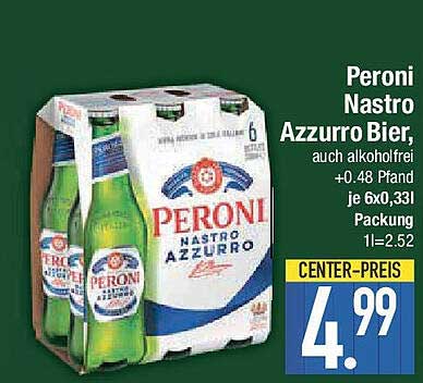 Peroni Nastro Azzurro Bier, auch alkoholfrei