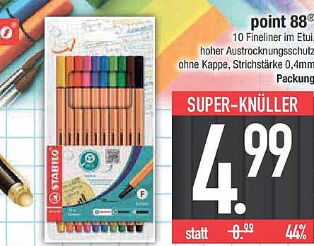 point 88® 10 Fineliner im Etui - Hoher Austrocknungsschutz