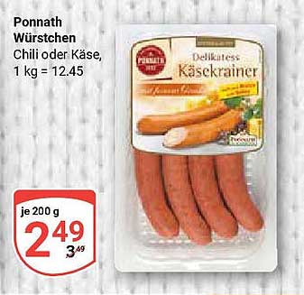 Ponnath Würstchen Chili oder Käse, 200 g