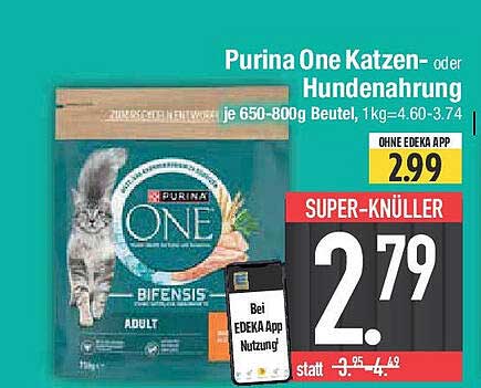 Purina One Katzen- oder Hundenahrung je 650-800g Beutel
