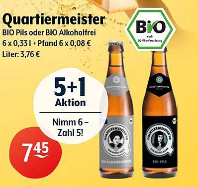 Quartiermeister BIO Pils oder BIO Alkoholfrei 6 x 0,33 l