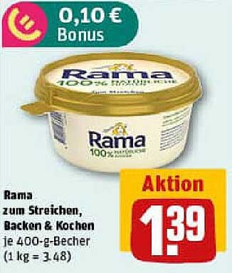 Rama zum Streichen, Backen & Kochen - 400-g-Becher für nur 1,39 €