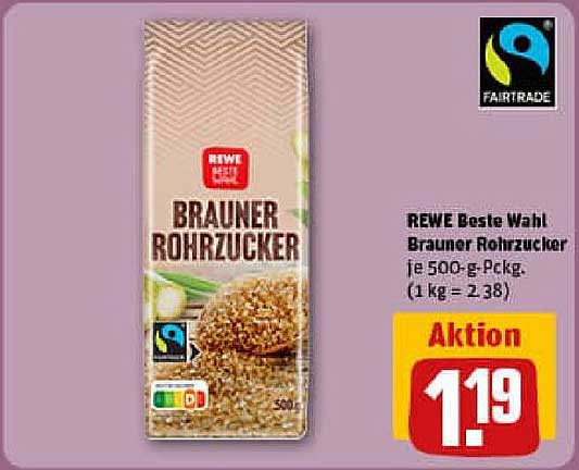 REWE Beste Wahl Brauner Rohrzucker 500 g