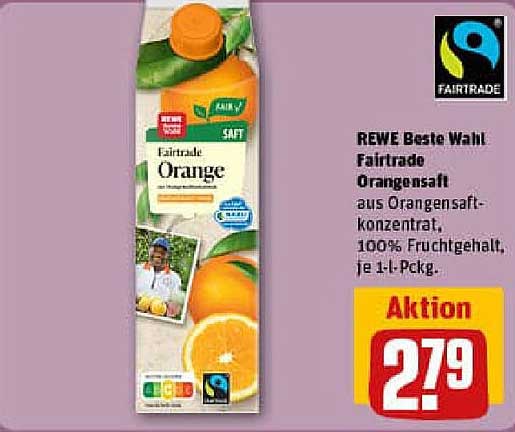 REWE Beste Wahl Fairtrade Orangensaft 1 L