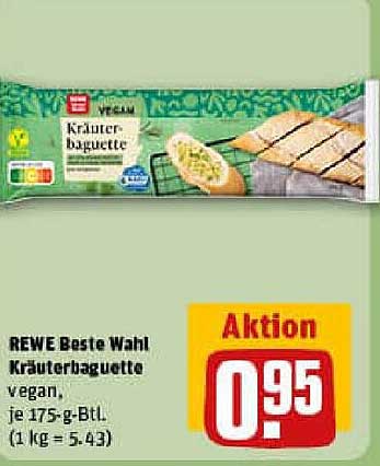 REWE Beste Wahl Kräuterbaguette, vegan, je 175-g-Btl.