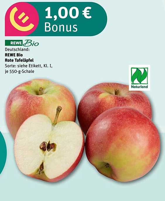 REWE Bio Rote Tafeläpfel je 550-g-Schale