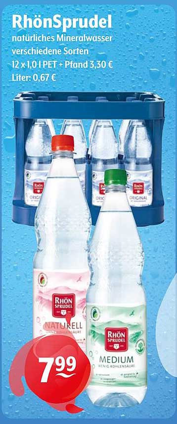 RhönSprudel - natürliches Mineralwasser, verschiedene Sorten, 12 x 1,0 l PET