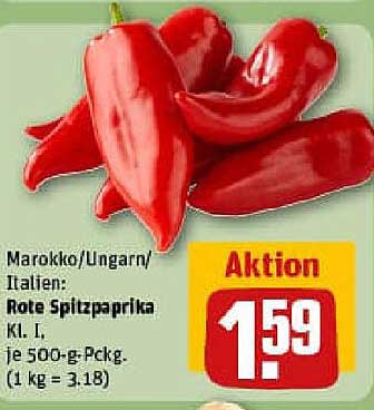 Rote Spitzpaprika Kl. I, je 500-g-Pckg.