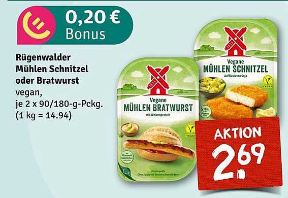 Rügenwalder Mühlen Schnitzel oder Bratwurst vegan