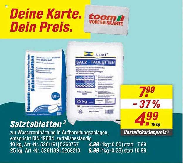 Salztabletten 3 zur Wasserenthärtung