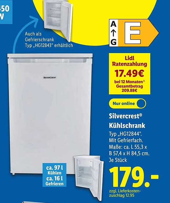 Silvercrest® Kühlschrank Typ „HG12844“ mit Gefrierfach