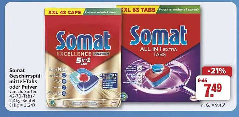 Somat Geschirrspültabs oder Pulver - verschiedene Sorten