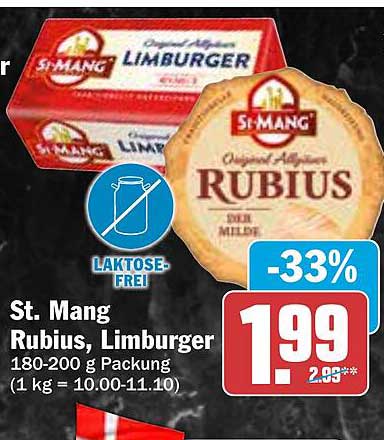 St. Mang Rubius, Limburger 180-200 g Packung