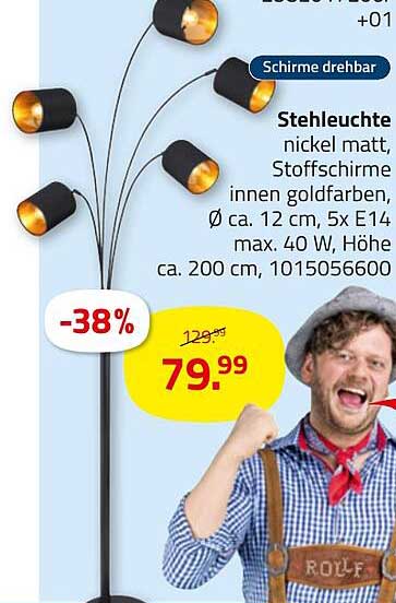 Stehleuchte nickel matt mit drehbaren Stoffschirmen