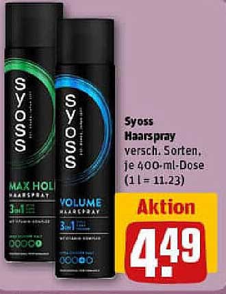 Syoss Haarspray verschiedene Sorten, je 400-ml-Dose