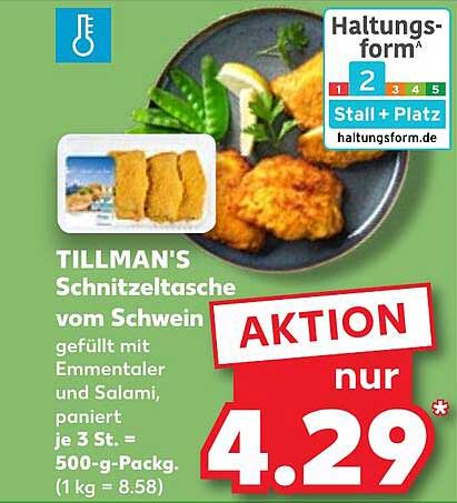 TILLMAN'S Schnitzeltasche vom Schwein - gefüllt mit Emmentaler und Salami