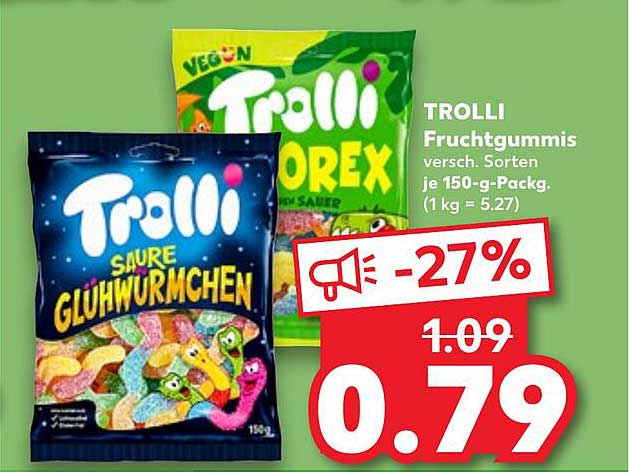 TROLLI Fruchtgummis - Säure Glühwürmchen und mehr