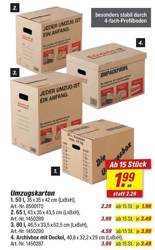 Umzugskarton - Ab 15 Stück nur 1,99 €