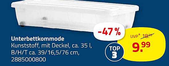 Unterbettkommode aus Kunststoff mit Deckel, ca. 35 l