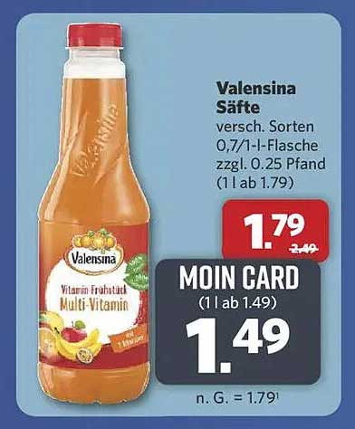 Valensina Säfte verschiedene Sorten 0,7 l / 1 l - JETZT für MOIN CARD-Kunden