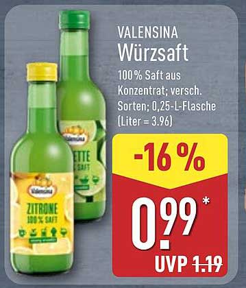 VALENSINA Würzsaft 100% Saft aus Konzentrat