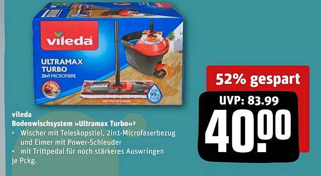 vileda Bodenwischsystem »Ultramax Turbo« 2in1 Mikrofaser