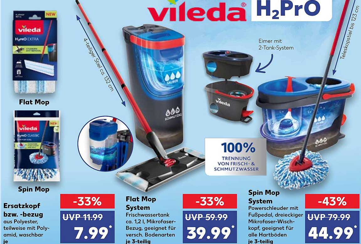 Vileda H2Pro Flat Mop System - Jetzt stark reduziert!