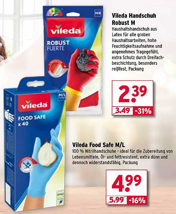 Vileda Handschuh Robust M & Vileda Food Safe M/L