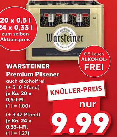 WARSTEINER Premium Pilsener auch alkoholfrei – jetzt zum Aktionspreis!