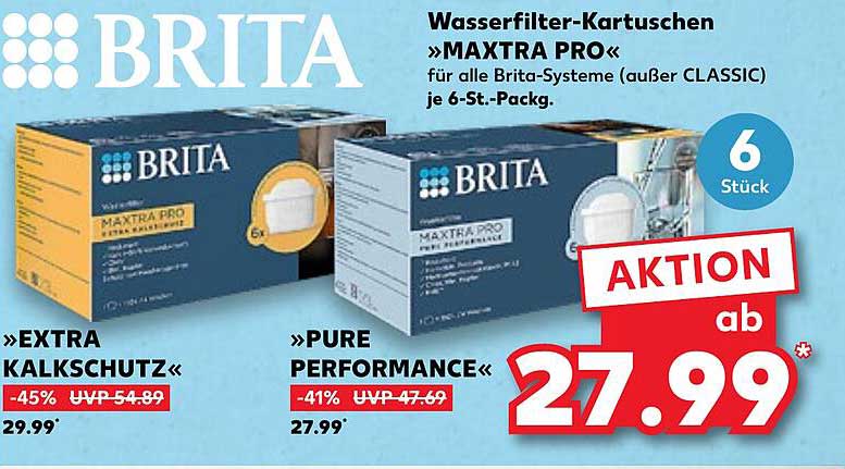 Wasserfilter-Kartuschen »MAXTRA PRO« für alle Brita-Systeme (außer CLASSIC) je 6-Stück-Pack.