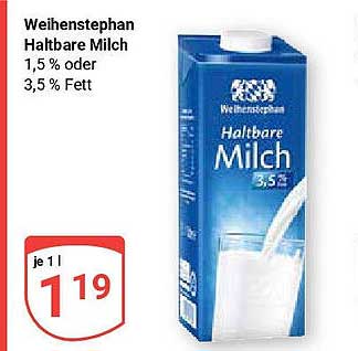 Weihenstephan Haltbare Milch 1,5 % oder 3,5 % Fett
