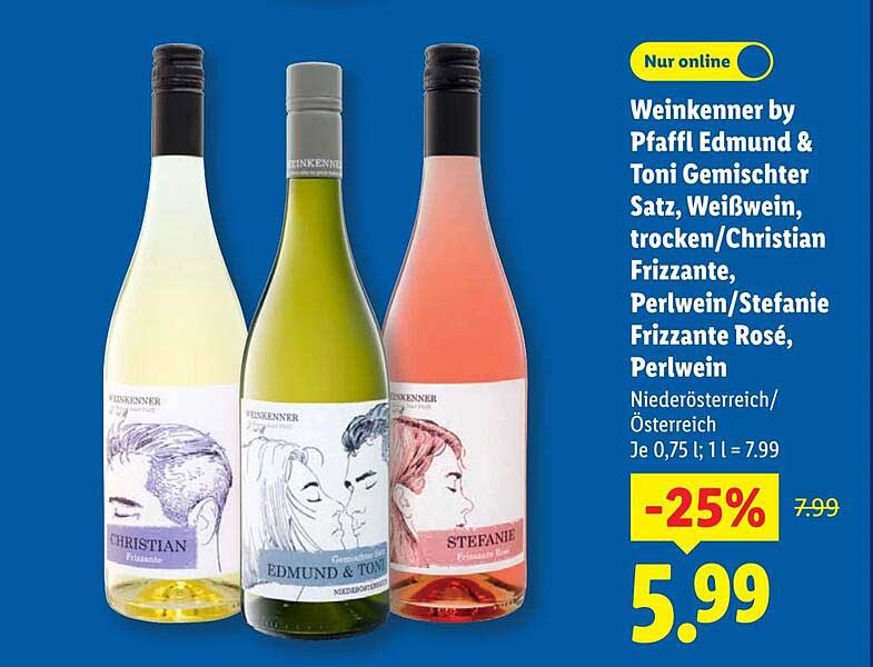 Weinkenner by Pfaffl Edmund & Toni Gemischter Satz, Weißwein, trocken - 0,75 l für 5,99 € (statt 7,99 €)
