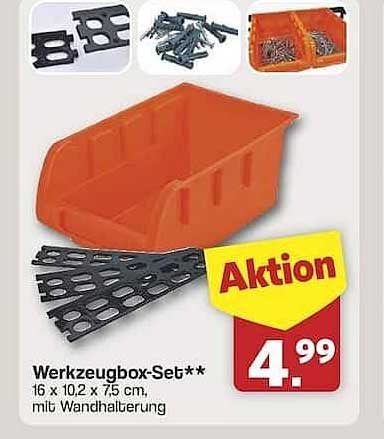 Werkzeugbox-Set 16 x 10,2 x 7,5 cm, mit Wandhalterung