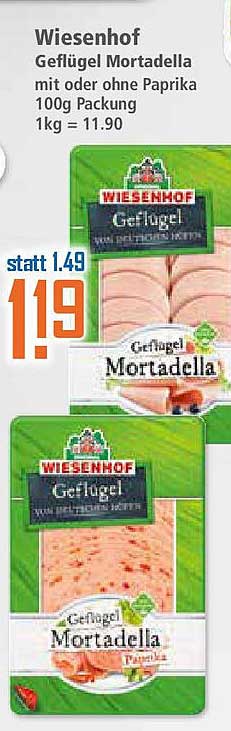 Wiesenhof Geflügel Mortadella mit oder ohne Paprika 100g