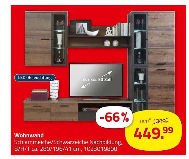 Wohnwand Schlämmeiche/Schwarzeiche Nachbildung